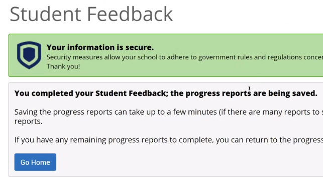 EAB Completed submission screen