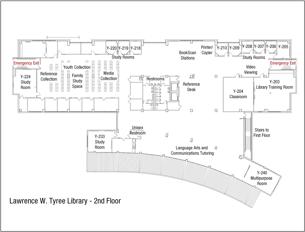 Lawrence W. Tyree Library Second Floor Plan