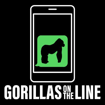 gorilla silhouette on a cellphone. Gorillas on the Line