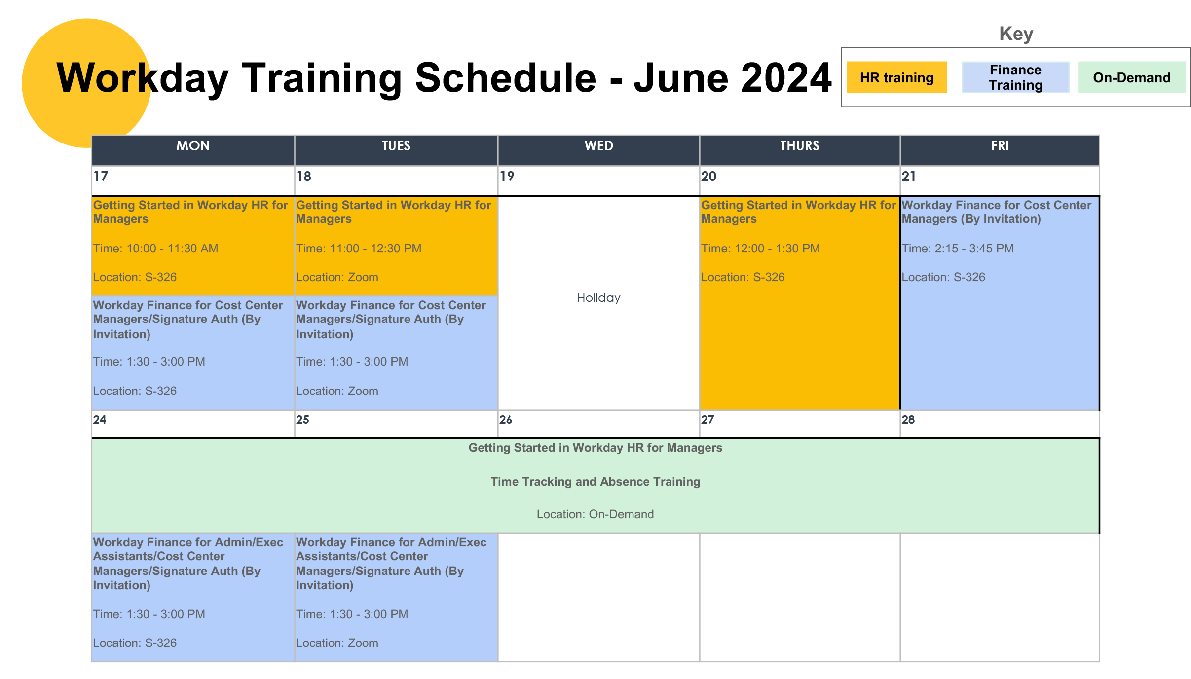 Workday Training Schedule - June 2024