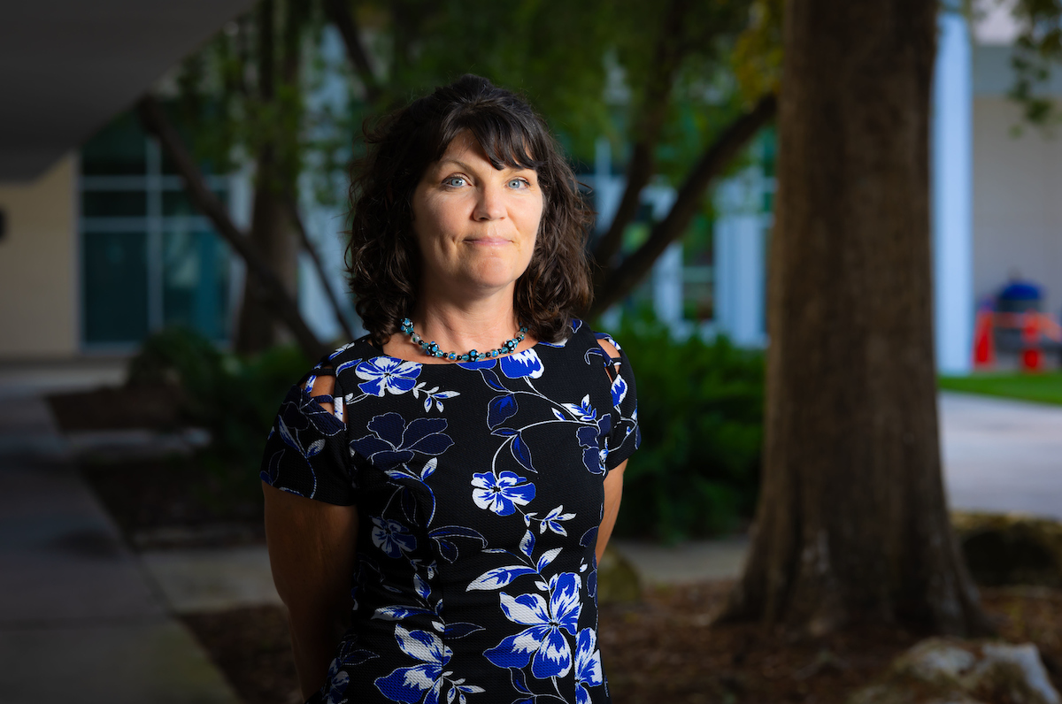 Dr. Sarah Cervone poses for a photo at Santa Fe College's Northwest Campus.