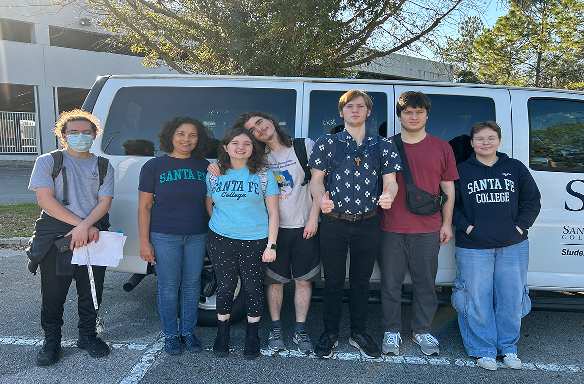 SF Brain Bowl Team members Michael Salvo, Coach Asha Brunings, Athena Gomes, Griffin Lora, Linus Griffin, Kirill Oliferenko, and Tyler Sturdevant. Not pictured: Mackenzie Hackett, Lili Hart, and Lissa Rawls.