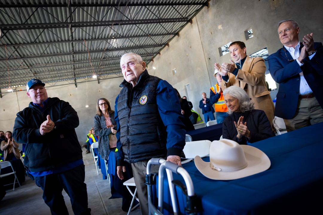 Ralph Cellon receives a round of applause at the Topping Out ceremony.