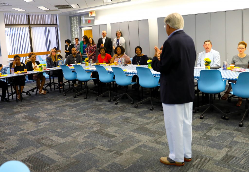 SF President Dr. Jackson Sasser and VP of Student Affairs Dr. Naima Brown presented an award to the Financial Aid and IT departments on  Wednesday, May 9, 2018 in Gainesville, Florida. 