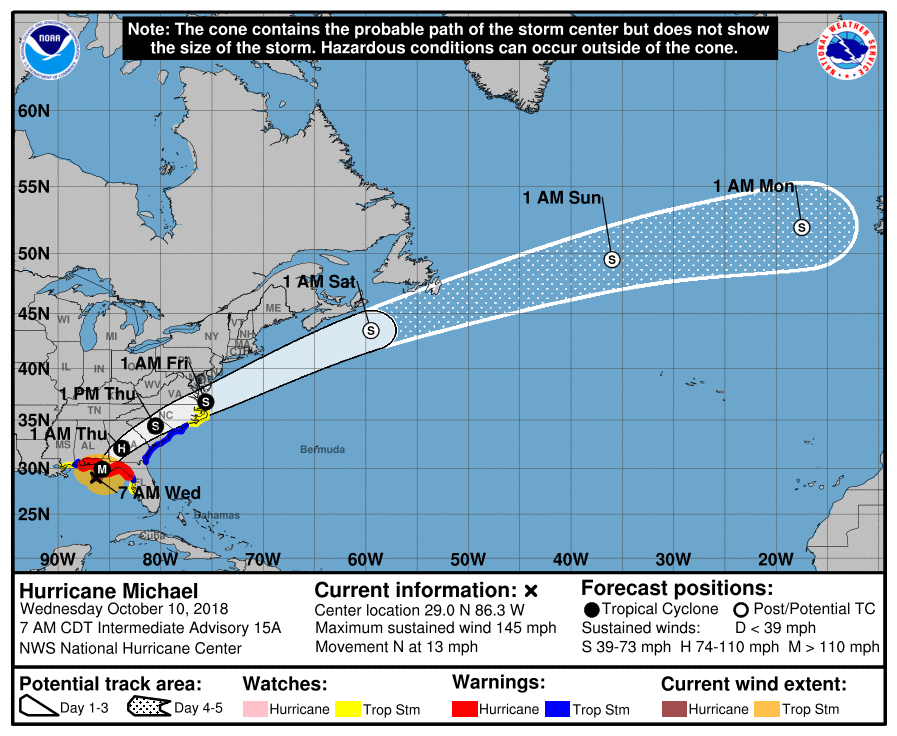 Hurricane Michael 8 a.m. Oct 10 map