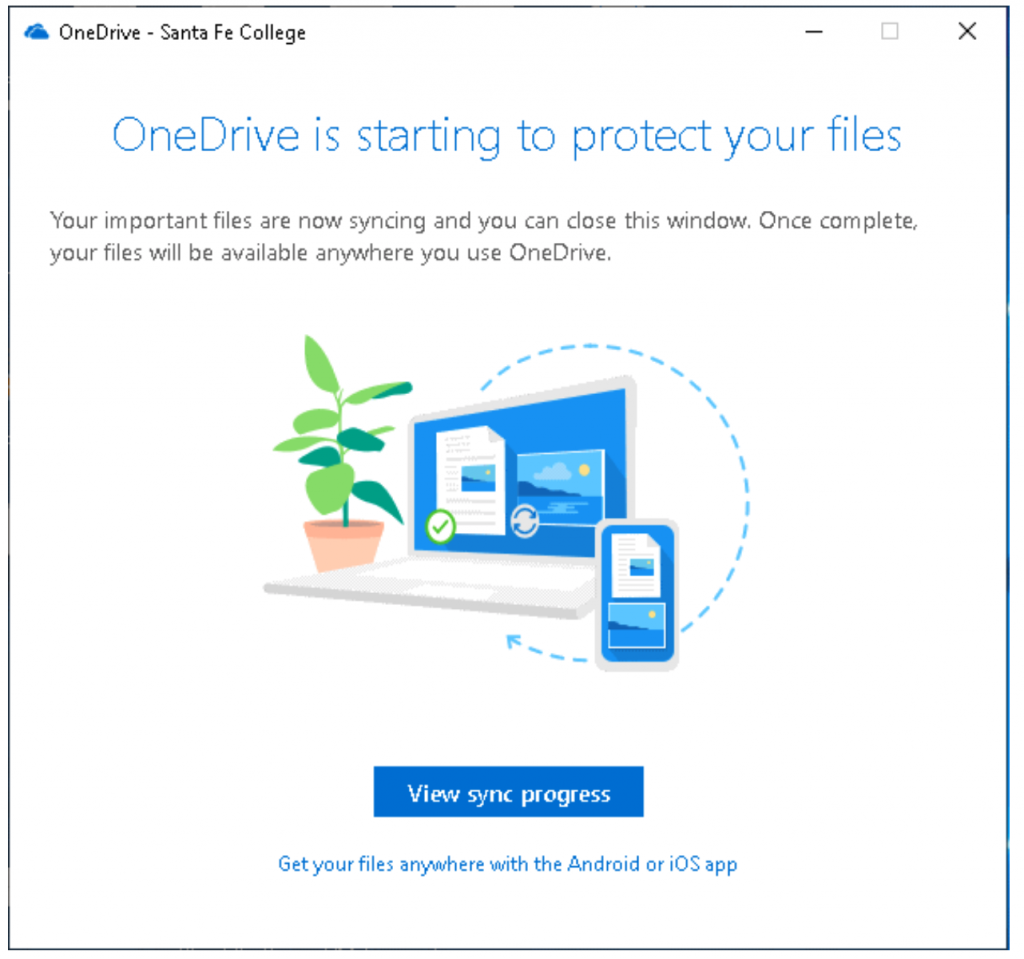 What users will see as Microsoft OneDrive is protecting files.