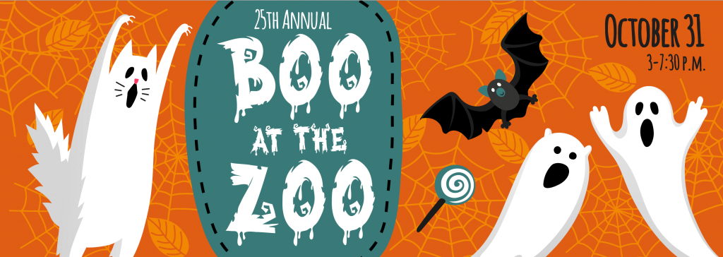 25th Annual Boo at the Zoo logo with ghosts and bats