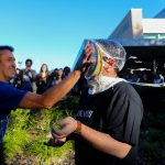 After losing the penny wars in 2017, Santa Fe College Student Body President Cale McCall received a pie in the face from Doug Bagby.