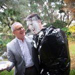 Santa Fe College Vice President for Advancement Chuck Clemons won the annual United Way Penny Wars giving him the honor of throwing a pie in the face of SF Student Body President Alejandro Puga Monday, Dec. 3, 2018.