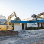 Workers prepare for the demolition of the CIED building. Once demolition is completed, construction will begin on the expansion of the Blount Center.