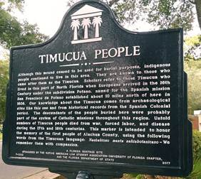 Photo of the Timucua People historical marker that is located near UF Law.